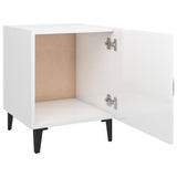 Bedside Cabinets 2 pcs High Gloss White Engineered Wood - Rear View