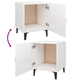 Bedside Cabinets 2 pcs High Gloss White Engineered Wood - Close-Up Angle