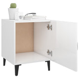 Bedside Cabinets 2 pcs High Gloss White Engineered Wood - Low Angle
