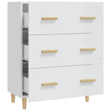 Sideboard High Gloss White 70x34x90 cm Engineered Wood - 45-Degree Angle