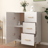 Sideboard High Gloss White 69.5x34x90 cm Engineered Wood - Side View