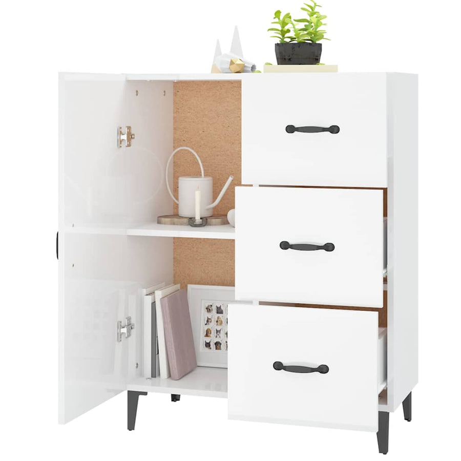 Sideboard High Gloss White 69.5x34x90 cm Engineered Wood