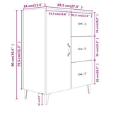 Sideboard High Gloss White 69.5x34x90 cm Engineered Wood - Extra Image