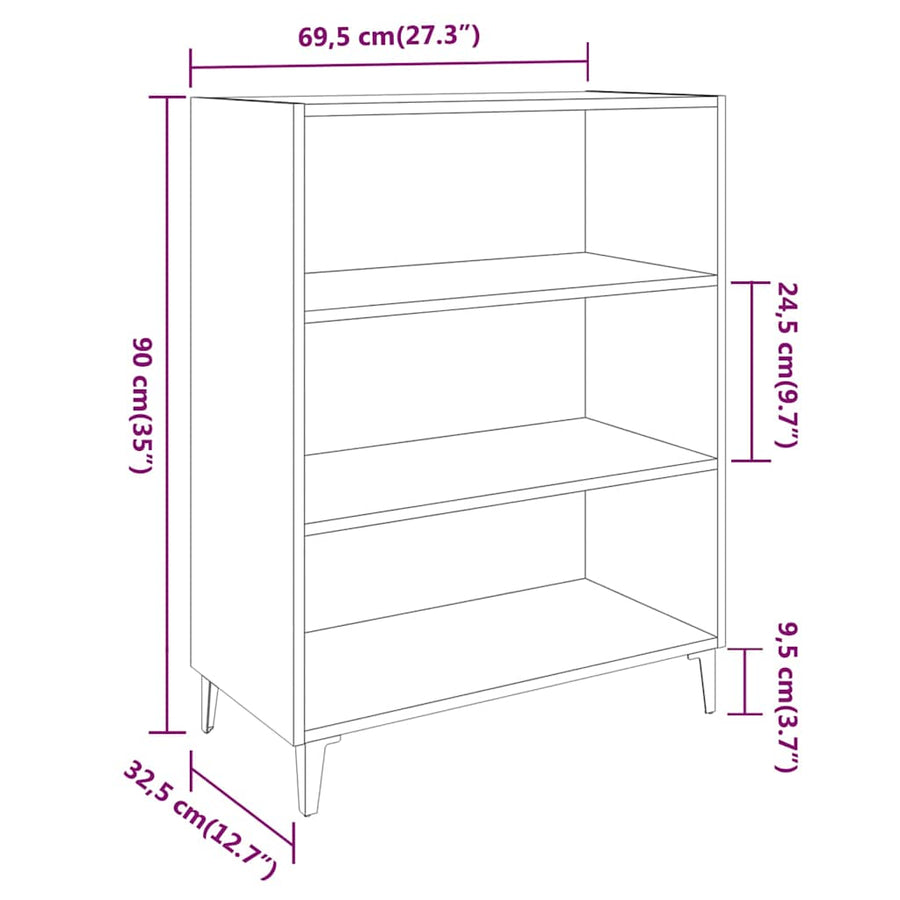 Sideboard Black 69.5x32.5x90 cm Engineered Wood
