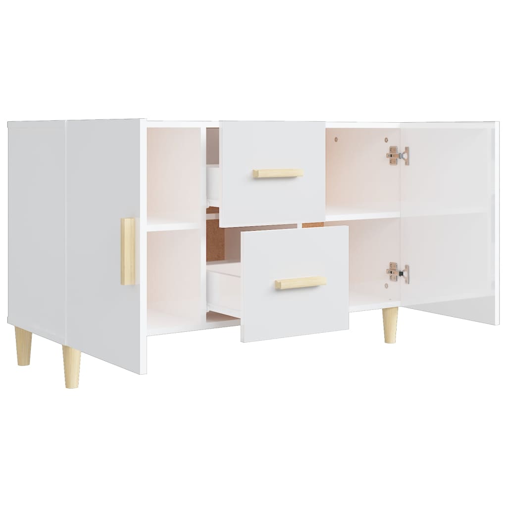 Sideboard High Gloss White 100x36x60 cm Engineered Wood