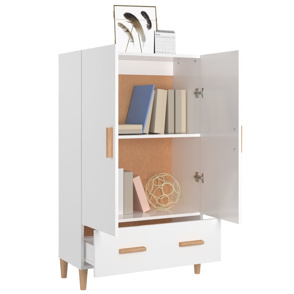 Highboard High Gloss White 70x31x115 cm Engineered Wood