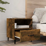 Bedside Cabinet Smoked Oak Engineered Wood