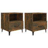 Bedside Cabinets 2 pcs Smoked Oak Engineered Wood - Front View