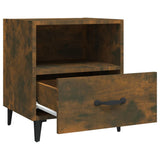 Bedside Cabinets 2 pcs Smoked Oak Engineered Wood - Rear View