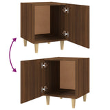Bedside Cabinet Brown Oak Engineered Wood - Rear View