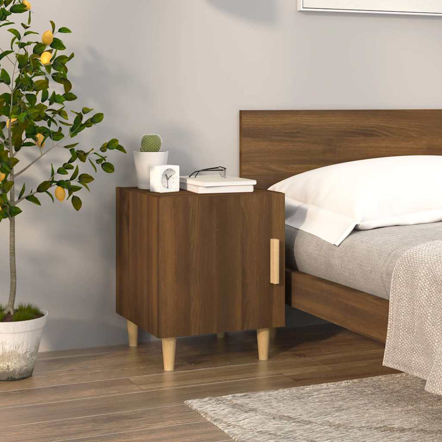 Bedside Cabinet Brown Oak Engineered Wood