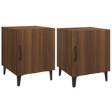 Bedside Cabinets 2 pcs Brown Oak Engineered Wood - Front View