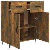 Sideboard Smoked Oak 69.5x34x90 cm Engineered Wood - Close-Up Angle