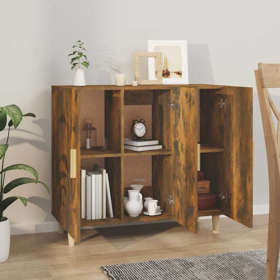 Sideboard Smoked Oak 90x34x80 cm Engineered Wood