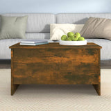 Coffee Table Smoked Oak 80x55.5x41.5 cm Engineered Wood - Close-Up Angle