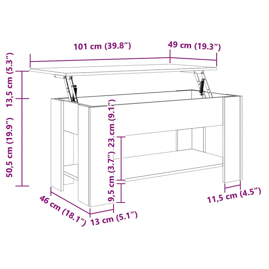Coffee Table Grey Sonoma 101x49x52 cm Engineered Wood