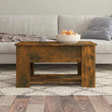 Coffee Table Smoked Oak 79x49x41 cm Engineered Wood - Side View