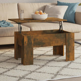 Coffee Table Smoked Oak 79x49x41 cm Engineered Wood - Close-Up Angle