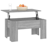Coffee Table Grey Sonoma 79x49x41 cm Engineered Wood - Rear View