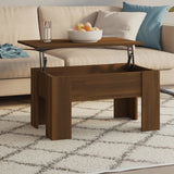 Coffee Table Brown Oak 79x49x41 cm Engineered Wood - Close-Up Angle