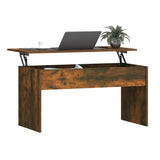 Coffee Table Smoked Oak 102x50.5x52.5 cm Engineered Wood - Close-Up Angle