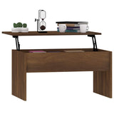 Coffee Table Brown Oak 80x50.5x41.5 cm Engineered Wood - Close-Up Angle