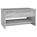 Coffee Table Grey Sonoma 80x50x40 cm Engineered Wood - Rear View