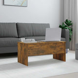 Coffee Table Smoked Oak 102x50.5x46.5 cm Engineered Wood - Side View
