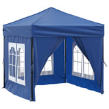 Folding Party Tent with Sidewalls Blue 2x2 m - Front View