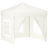 Folding Party Tent with Sidewalls Cream 2x2 m - Front View