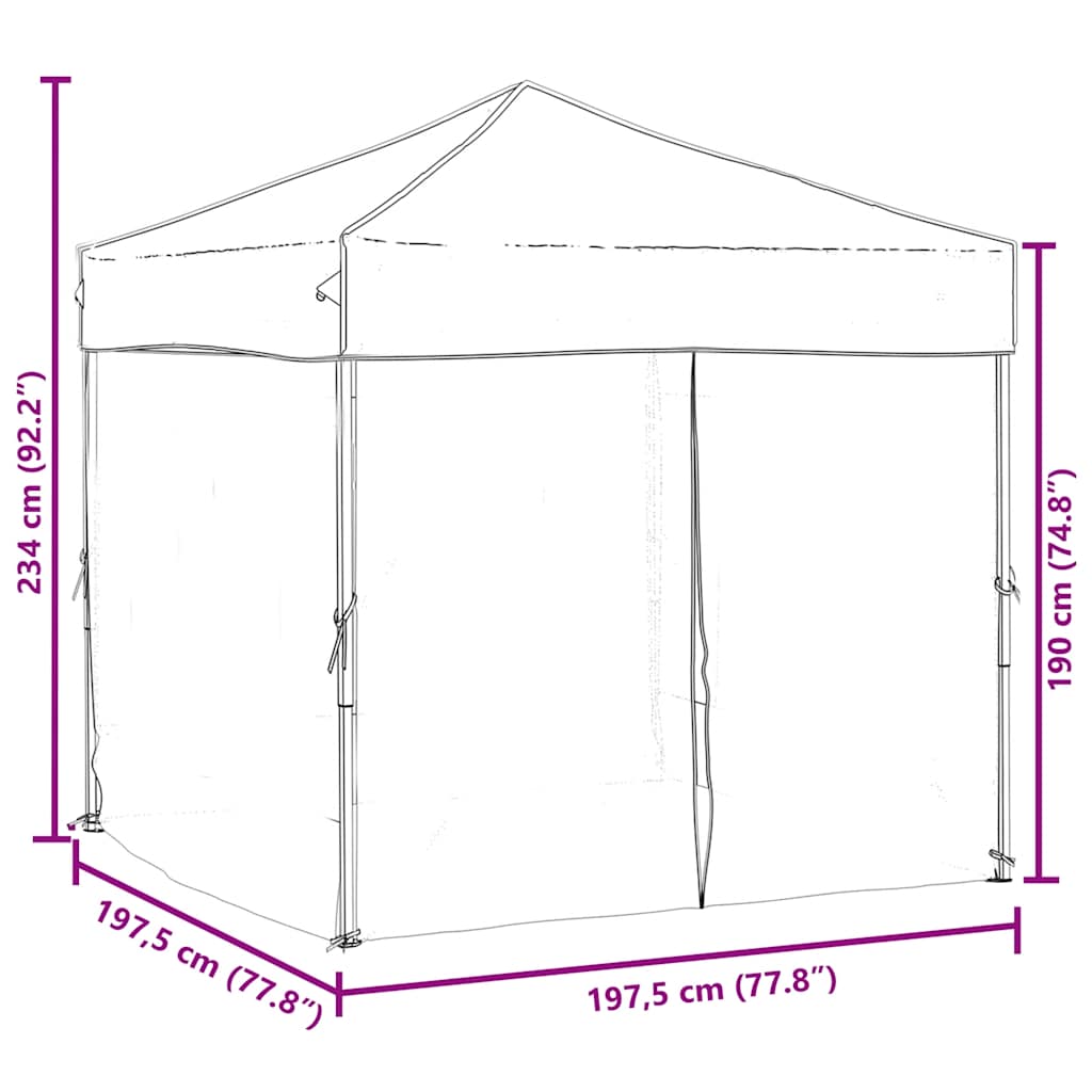 Folding Party Tent with Sidewalls Anthracite 2x2 m