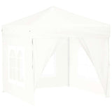 Folding Party Tent with Sidewalls White 2x2 m - Front View