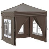 Folding Party Tent with Sidewalls Taupe 2x2 m - Front View