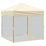 Folding Party Tent with Sidewalls Cream 2x2 m - Front View