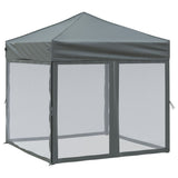 Folding Party Tent with Sidewalls Anthracite 2x2 m - Front View