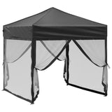 Folding Party Tent with Sidewalls Black 2x2 m - Side View