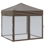 Folding Party Tent with Sidewalls Taupe 2x2 m - Front View