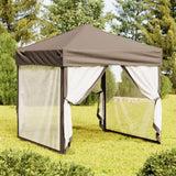 Folding Party Tent with Sidewalls Taupe 2x2 m