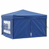Folding Party Tent with Sidewalls Blue 3x3 m - Front View