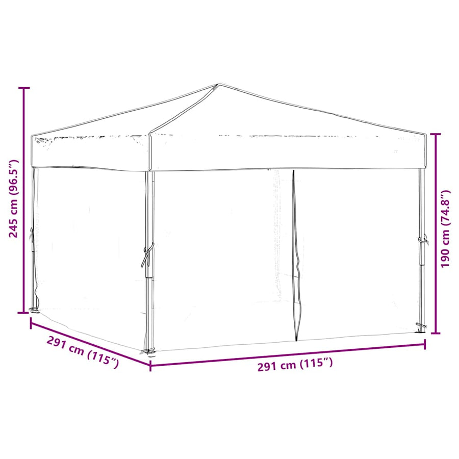 Folding Party Tent with Sidewalls Cream 3x3 m