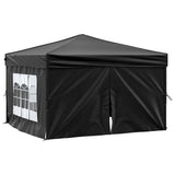 Folding Party Tent with Sidewalls Black 3x3 m - Front View