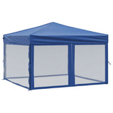 Folding Party Tent with Sidewalls Blue 3x3 m - Front View