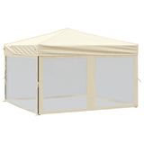 Folding Party Tent with Sidewalls Cream 3x3 m - Front View