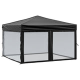 Folding Party Tent with Sidewalls Black 3x3 m - Front View