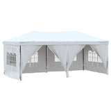 Folding Party Tent with Sidewalls White 3x6 m - Front View