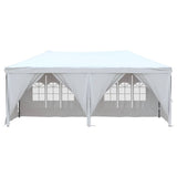Folding Party Tent with Sidewalls White 3x6 m - Side View