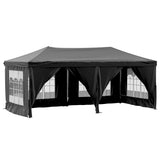 Folding Party Tent with Sidewalls Black 3x6 m - Front View