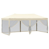 Folding Party Tent with Sidewalls Cream 3x6 m - Rear View