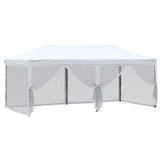 Folding Party Tent with Sidewalls White 3x6 m - Rear View