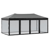 Folding Party Tent with Sidewalls Black 3x6 m - Front View